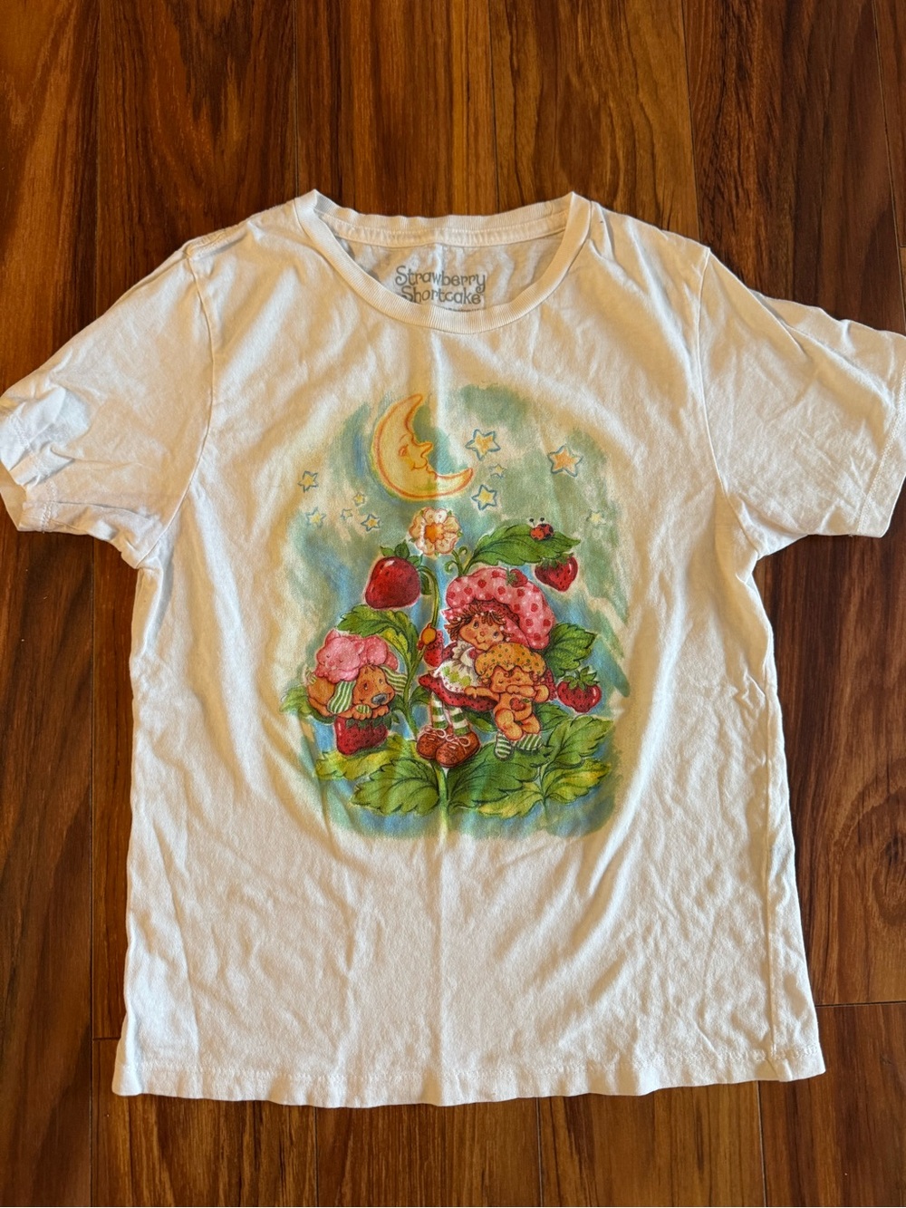 White Graphic Tee - Pink & Green Illustration